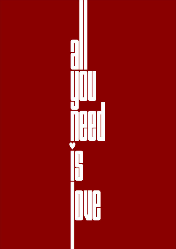 All You Need is Love Lyrics Valentine's Day Card